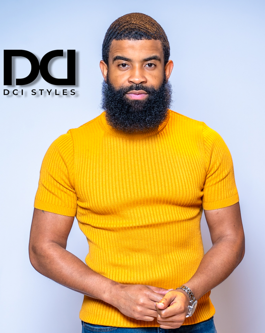 Short Sleeve Mock Neck Shirt - Mustard