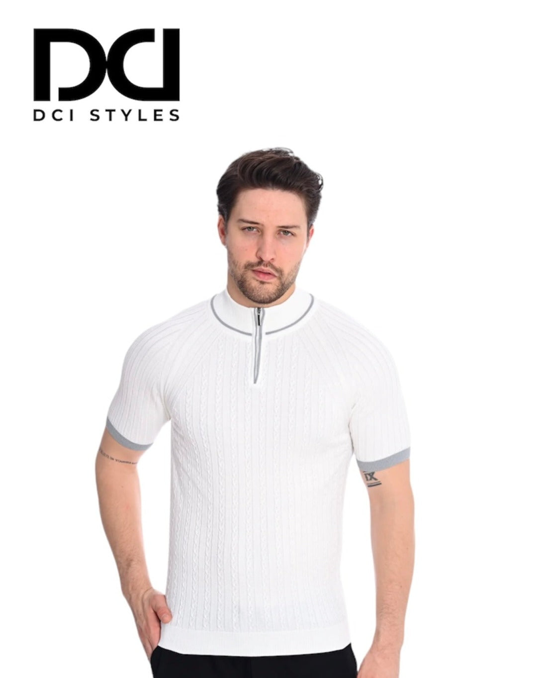 Short Sleeve Mock Neck Shirt With Zipper - W/G