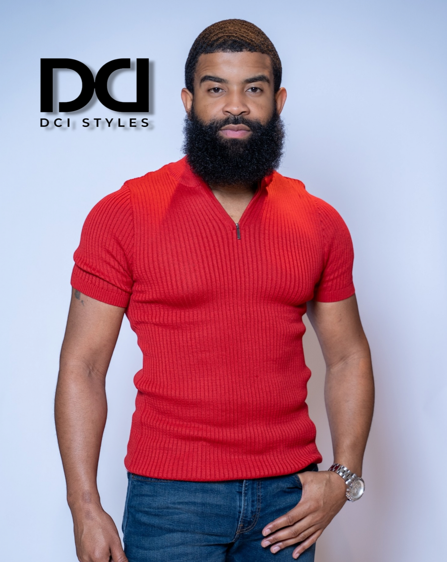 Short Sleeve Mock Neck Shirt With Zipper - Red