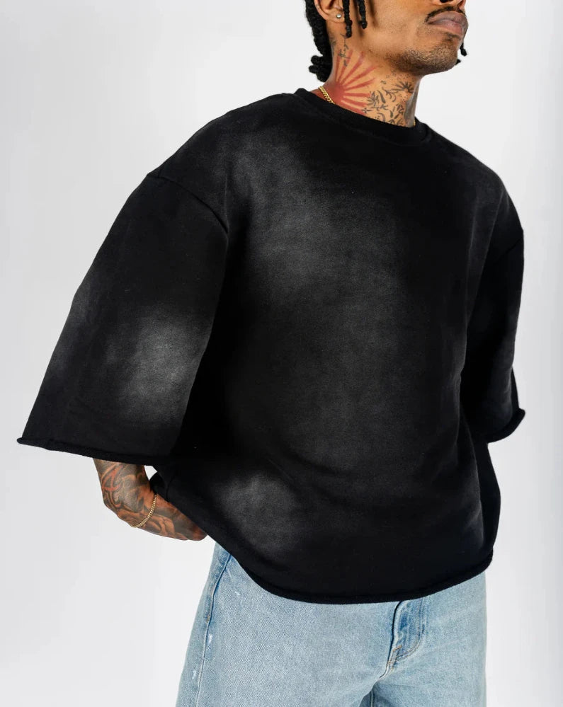 KANYE WEST STYLE CROPPED CREWNECK - BLACK