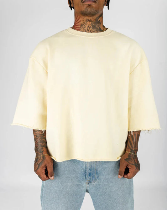 KANYE WEST STYLE CROPPED CREWNECK - CREAM