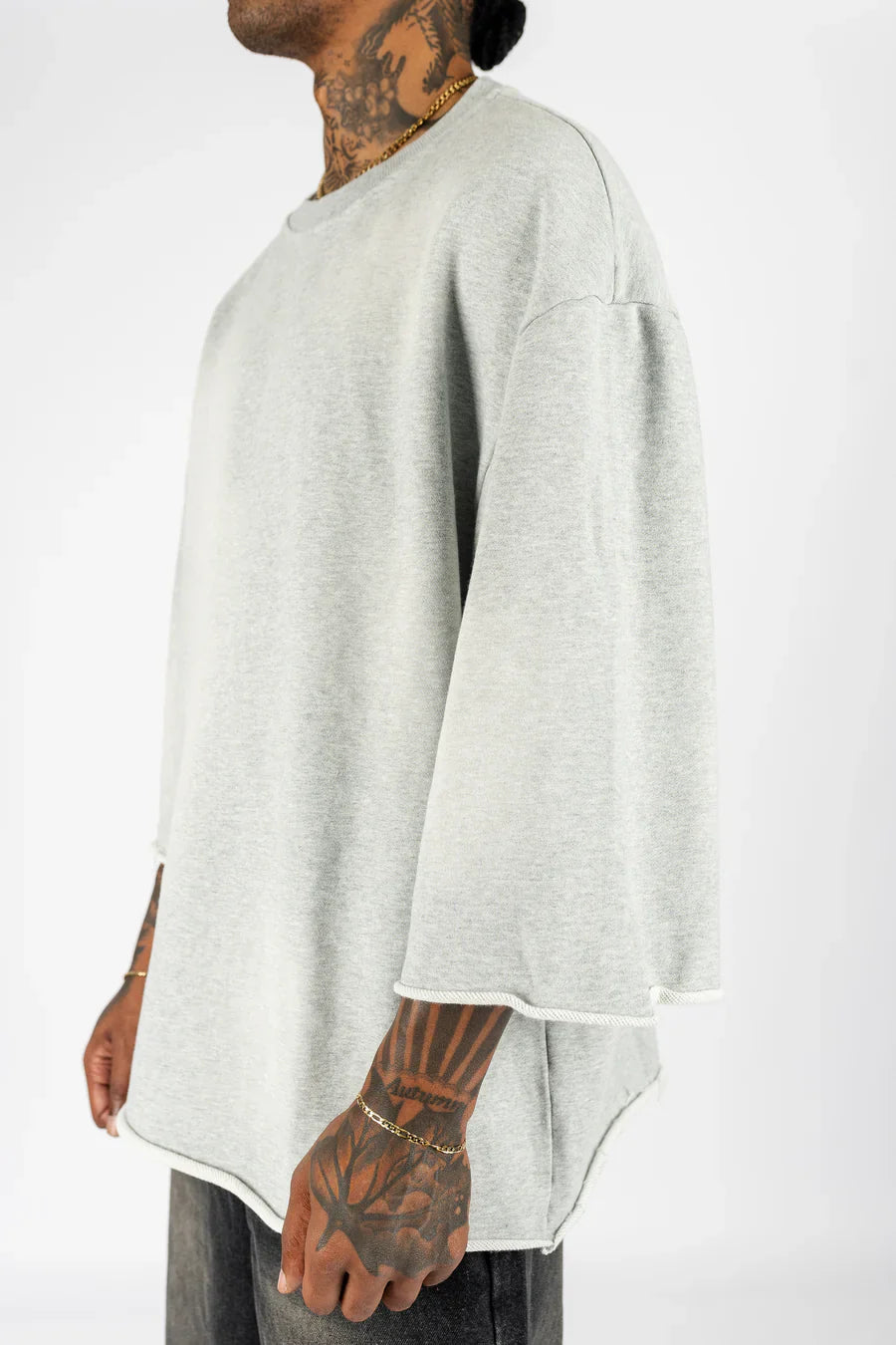 KANYE WEST STYLE CROPPED CREWNECK - GREY