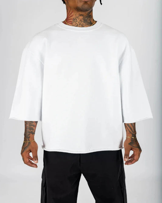 KANYE WEST STYLE CROPPED CREWNECK - WHITE