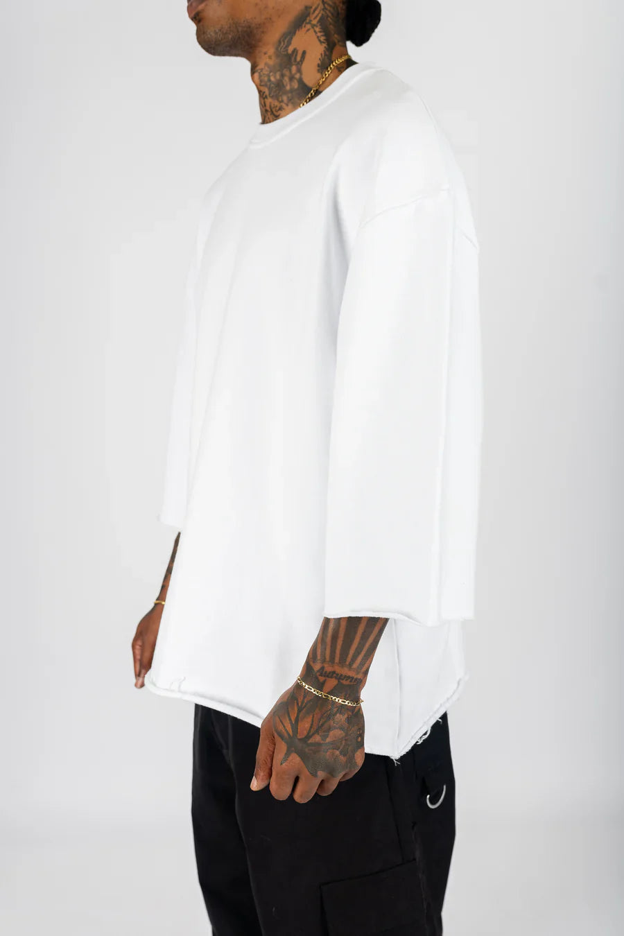 KANYE WEST STYLE CROPPED CREWNECK - WHITE